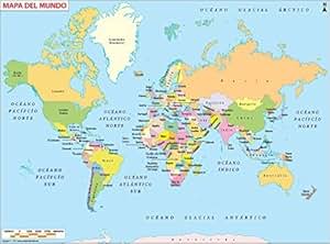 Español mundial mapa (36 "W x 26.64" H): Amazon.es: Oficina y papelería