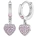 925 Sterling Silver CZ Small Hoop Dangle Heart Baby Girl Kids Earrings