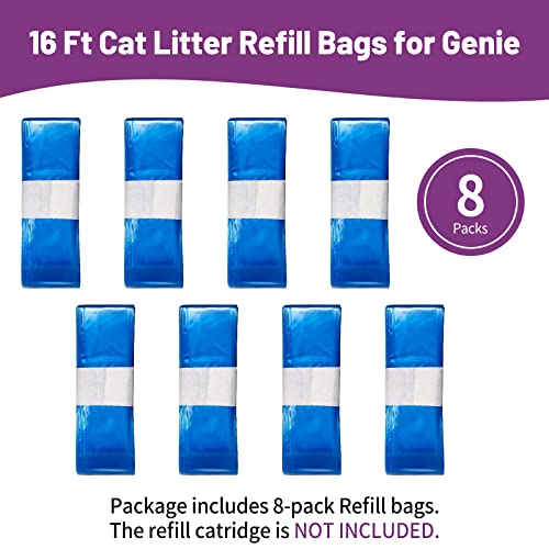 Cat Litter Refills Compatible with Genie 8 Packs (Refill Cartridge is Not Included) 16Ft Kitty Litter Container Refills XL Plus for Generic Locker Trash Box Holder Easy Roll Pail (Promo Code:20IFMZ18)