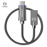 USB Type C Cable, MCDODO USB C Smart LED Auto Disconnect Quick Charge 3.0 Nylon Braided Charge Cable - For MacBook Pro, Samsung Galaxy S8+/S8 Edge, Google Pixel, LG G6/G5 & More (3.2ft Dark Gray)