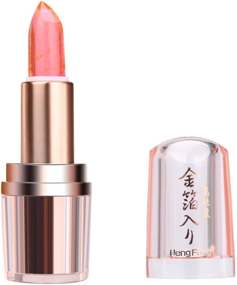 Gocheaper Jelly Gold foil Lipstick Color Changing Lip Gloss Moisturizing Long Lasti Beauty (Gold -C)