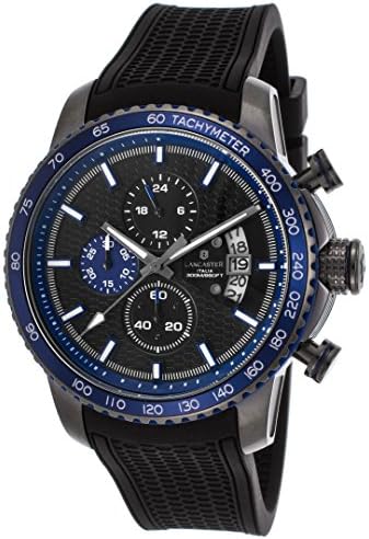 Lancaster Italy Ola1064s-Gr-Bl-Nr Men's Freedom Chronograph Black Silicone And Dial Blue Accents Watch