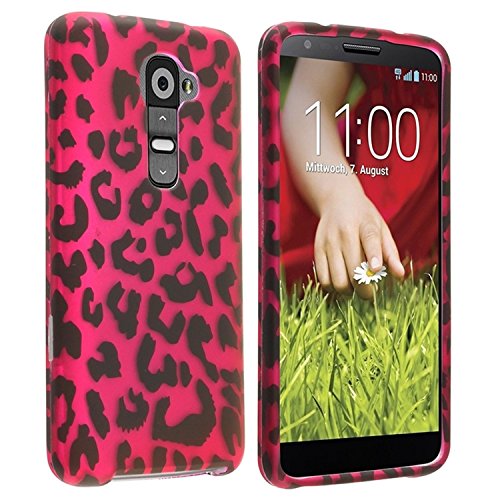 Lg G2 [DOES NOT FIT VS980/Verizon model] Rubberized Design Cover - Pink Leopard