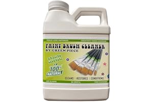 Green Piece® Paint Brush Cleaner & Restorer – 100% Natural, Non-Toxic Formula – Made in USA – Cleans Wet or Dry Paint – Safe for Hands – Works on Acrylic, Latex, Oil & Shellac – 18 Oz