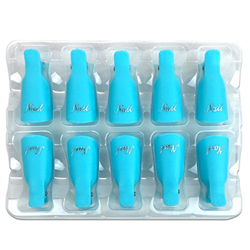 Pana Reusable Keeper Acrylic Nail Art Soak Off UV Gel Polish Remover Cap Clips Manicure Tool (1 Pack, Teal)