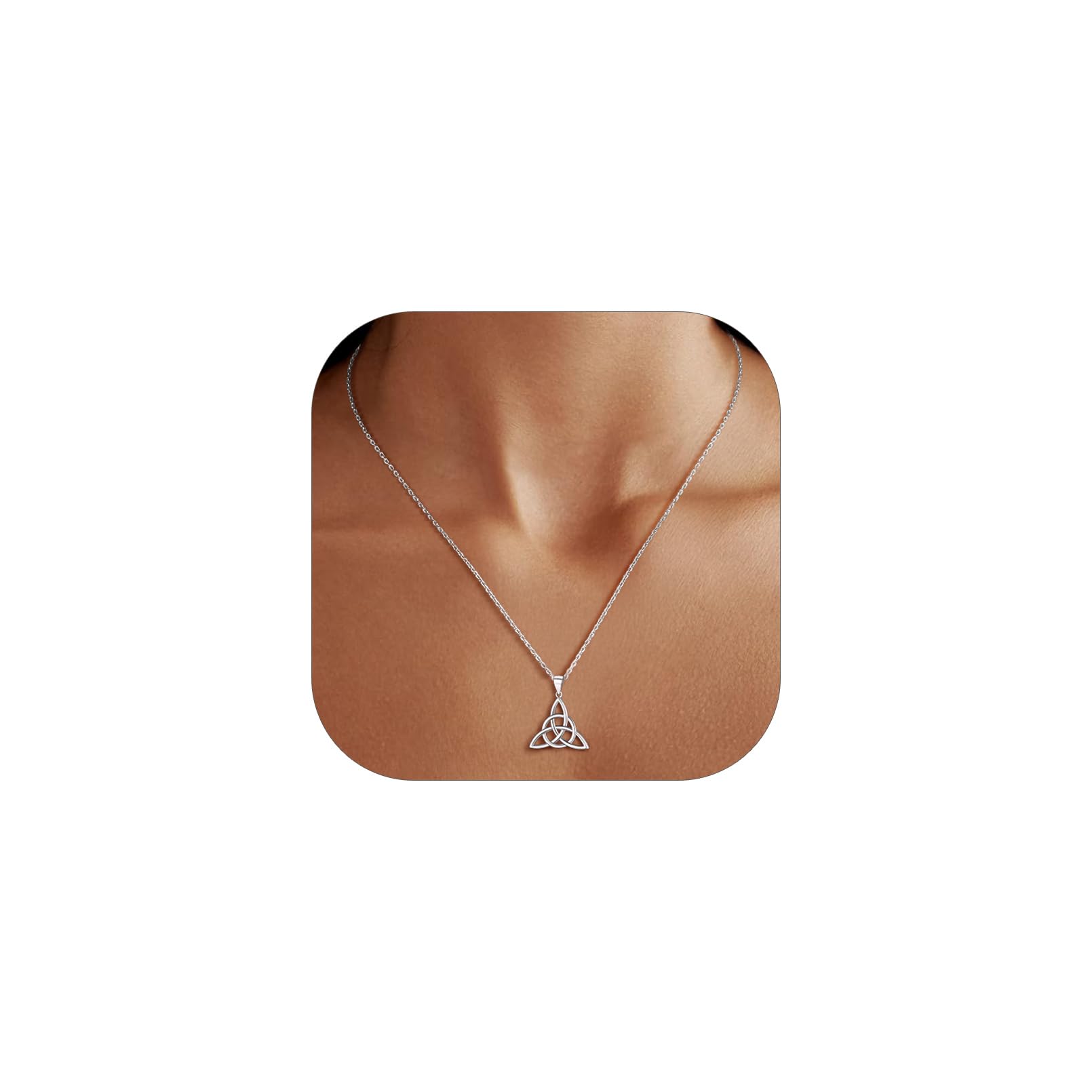 PROSILVER Sterling Silver Necklace for Women - Celtic Knot Triquetra Pendant with Adjustable Chain S925 Celtic Infinity Love Jewelry with Gift Box