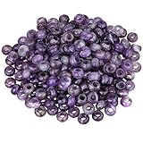 SUNYIK Amethyst Large Hole (6mm) Rondelle Loose Charms European Bead fits Bracelet,Jewelry Makings Pack of 20