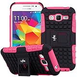 Core Prime Case, LK [Shock Absorption] Hybrid Dual Layer Armor Defender Protective Case Cover with Kickstand for Samsung Galaxy Core Prime, Hot Pink