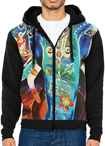 Bohemian Elephant Boho Men's Novelty Color Block Thin Zip Up Long Sleeve Hoodie Pullover For Young and Reckless Tops Shirt Coat