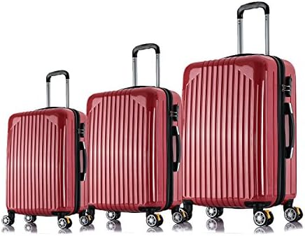 Magshion 20" 24" 28" 3PC Carry On Luggage Travel Bag Spinner Suitcase (Red)