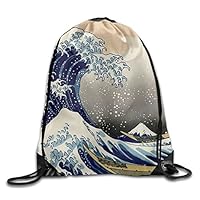 VIMUCIS Japanese Style The Great Wave off Kanagawa Drawstring Backpack Rucksack Shoulder Bags Training Gym Sack For Man And Women