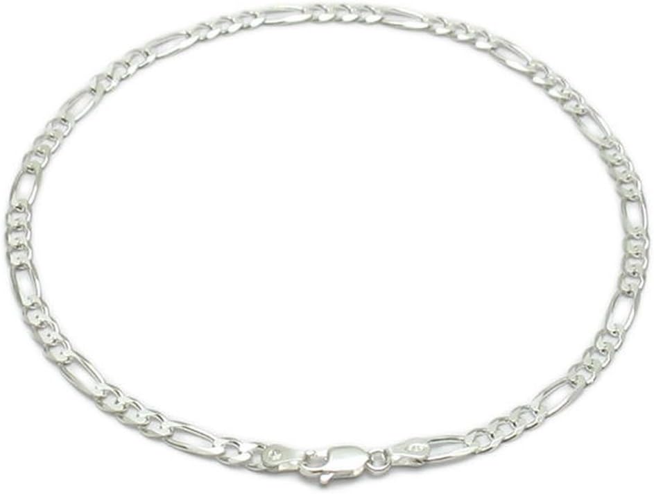 Sandra Creative Design Silver-tone 9" 10" 11" 12" Figaro Anklet 1.5mm-5mm