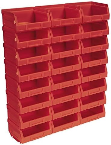 Sealey Tps124R Plastic Storage Bin 103 X 85 X 53Mm - Red Pack Of 24, White, 103mm x 85mm x 53mm
