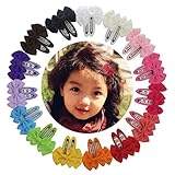 Baby Girls Grosgrain Ribbon Hair Bows Clips for Toddlers Kids 15 Pairs Barrettes (2'' Hair Bows Snap Hair Clips)