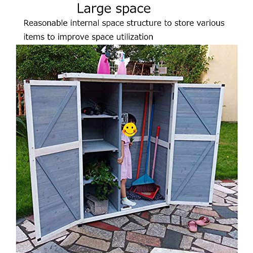 5-lagiger Gartenhaus-Aufbewahrungsbox-Geräteschuppen, Doppeltür-Balkon-Holz-Lagerschuppen, Garten-Rasen… – Bild 6