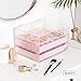 Beautify Stackable Jewelry Organizer Trays Set of 3 Muti-use Jewelry Storage Holder for Earrings, Bracelets, Necklaces & Rings White Leather Display Case 21 Slot for Drawer or Dresser