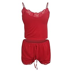 Women's Nightgown Two Piece Lace Satin Spaghetti