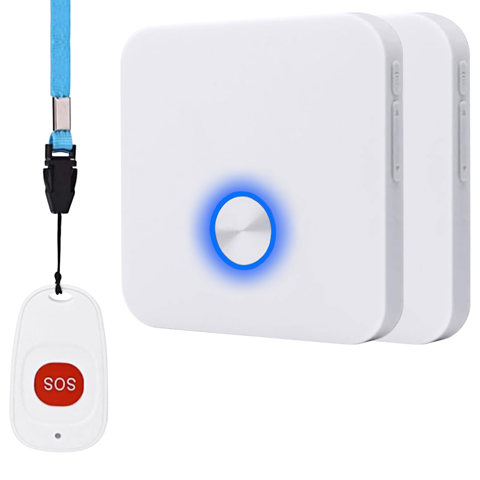 ALEENFOON Patient elderly Alert Alarm System Rechargeable Wireless Pager Alarm Home Safety Emergency Call Button Doorbell Elderly Caregiver Personal Pager for Kids Handicapped Pregnan (1 to 2)