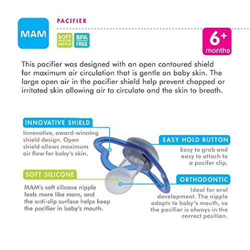 MAM Air Night Orthodontic Pacifier,2 Pack, Girl, 6+ Months