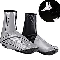 TEUME Reflective Cycling Shoe Covers Bike Cover Bicycle Overshoes Winter Proof and Water Resistance Reflective for Cold Weather (Silver, XL)