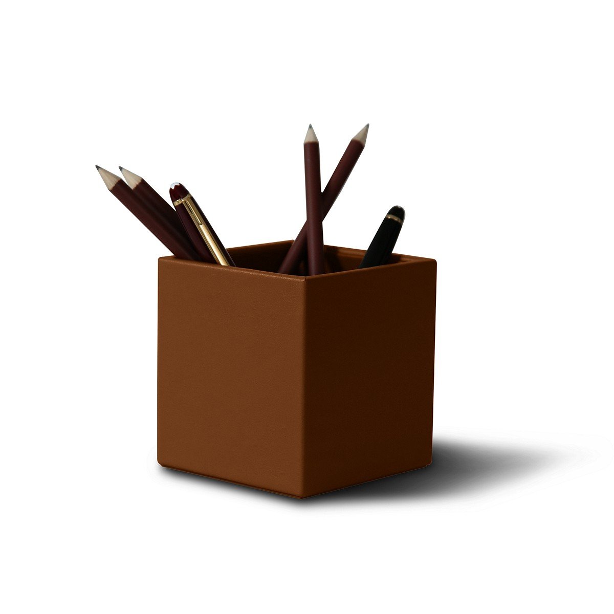Lucrin - Square Pen Holder - Tan - Genuine Leather