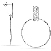 LeCalla 925 Sterling Silver Hammered Earrings for Women | Handmade Hammered Drop & Dangle Earrings Jewelry | Women's Silver Textured Statement Earrings for All Occasions