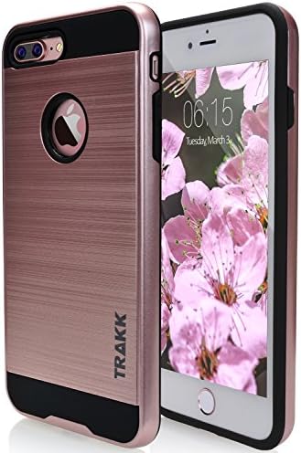 TRAKK FORCE iPhone 7 Plus Case, Elite Premium Modern Slim Cushion - Brushed Metal, Dual Layer TPU, Anti-Scratch, Shock Absorption Heavy Duty Apple iphone 7 plus protective case 5.5", Rose Gold