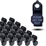 50 X 6mm Black Plastic Retail Shop Security Display Hook Anti- Theft, Anti Sweep Stop Lock with Please Ask for Help Sign for Pegboard or Slat wall