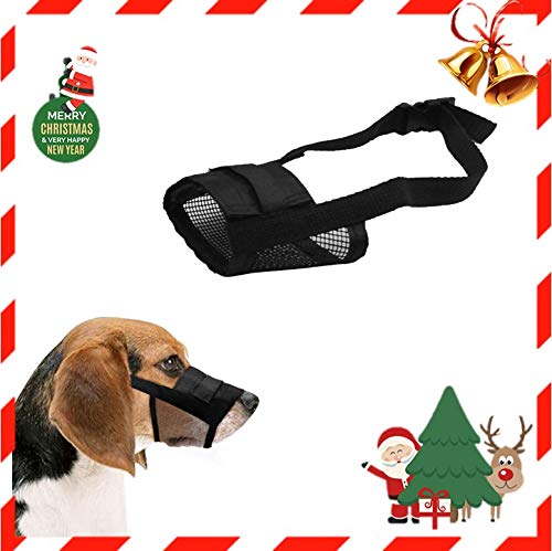 SW Museruola per Cane Regolabile Traspirante Sicurezza Piccolo Medio Grande Copertura Bocca di Cane Animali Domestici, Confortevole Maschera per Cane Nero, M