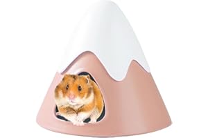 Acsist Hamster Hideout, Snowy Mountain Shape Hamster Hide House,Cute Small Animal Habitat Hideaway Hut for Syrian Hamsters, Mice, Gerbils, Rats (Pink)