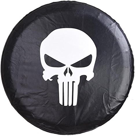 31-1/2" to 32-11/16" Diameter PVC Leather Spare Wheel Tire Soft Cover Jeep Wrangler Pattern Skull Prints