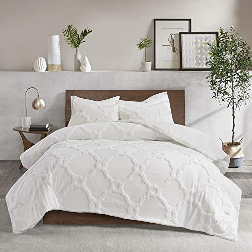 Madison Park Season Bedding Set, Matching Shams, King/Cal King (104 in x 92 in), Pacey Shabby Chic, Geometric Ogee White