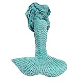 Holidayli Mermaid Tail Blanket for Adults Women Girls Teens, Handmade Crochet Mermaid Blankets, Soft Birthday Valentine's gift 74''x35'' Mint Green