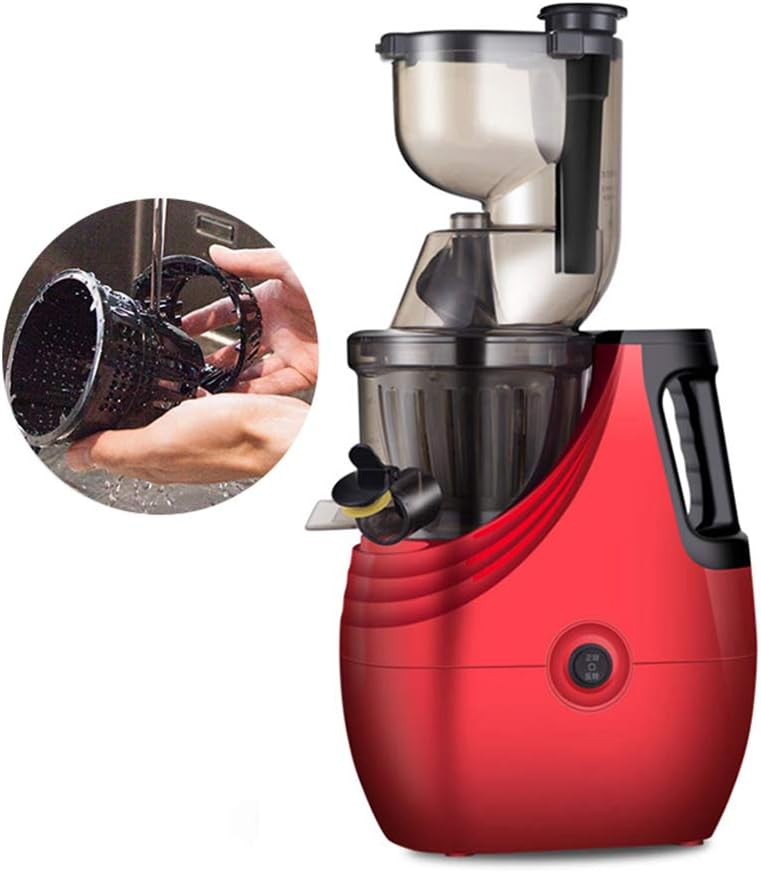 MSQL Slow Masticating Juicer Cold Press Extractor with 3.4" Wide Chute, High Yield Vertical Juicer, for Fruits, Vegetables, Herbs,Red,220V