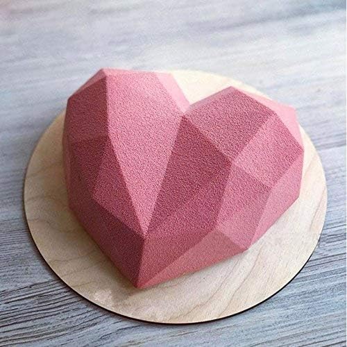 Patisserie 3d Anti Adherent Moule Silicone Gateau Forme Coeur Diamant Facette 22 18 5 Cm Moule A Manque Original Silicone De Qualite Pro Design St Valentin Love Amour Moules A