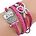 Susenstone® Fashion Women Lovely Infinity Owl Pearl Multilayer Charm Leather Bracelets