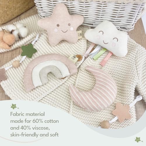 COTTONBEBE Mobile Baby, Baby Music Box with 35 Musics, Adjustable Volume, Easy to Install, Stops Automatically After 30 Minutes, Perfect Gift for Boys and Girls (Rainbow)