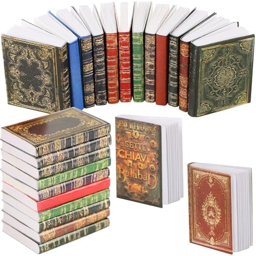 24-Piece Miniature Dollhouse Book Set, 1:12 Scale Tiny Books for ...