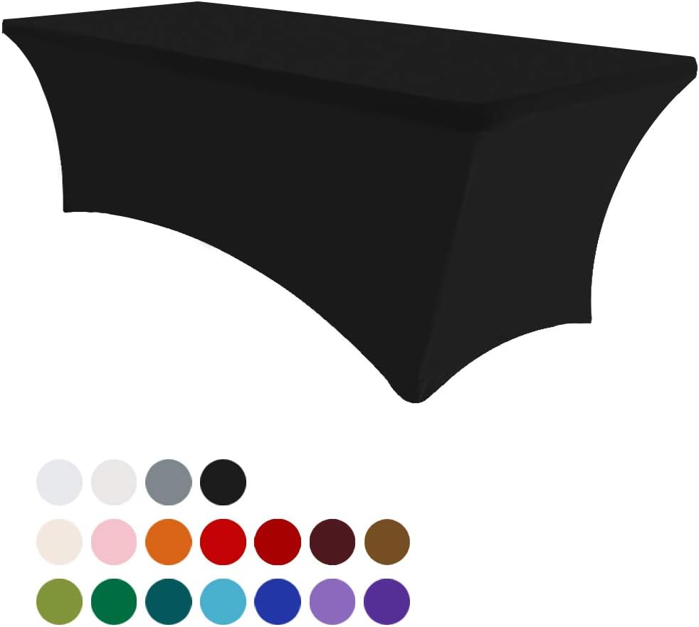 Eurmax 6Ft Rectangular Fitted Spandex Tablecloths Wedding Party Table Covers Event Stretchable Tablecloth (Black): Home & Kitchen