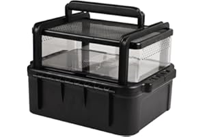 Flushbay Portable Reptile Cage Carrier Tank with Handle Reptile Transport Container Terrarium Box Habitat Cage Pet Houses for Turtle, Gecko, Bearded Dragon, Lizard, Frog, Snake, Spider