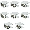 SAYAYO Glass Shelf Brackets Stainless Steel, Adjustable Railing Holder for 6-12 mm Wood/Glass Shelves, Heavy Duty Wall Mount Clamps Clip Support Hardware Replacement Parts Polished Chrome, 8Pcs