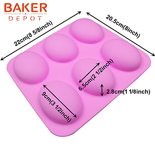 BAKER DEPOT silicone Mold For Handmade Soap 6 Cavity Goose egg Design Pink Color