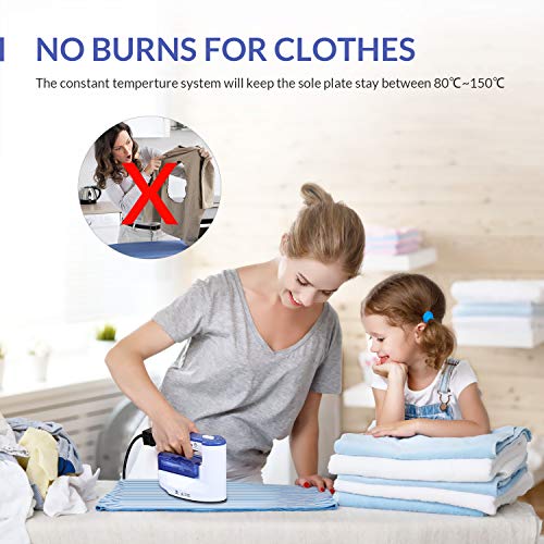 Easehold Steam Iron Garment Steamer Clothes Steamer Handheld 2 in 1 Flat and Hang Dry and Steamer Ironing Portable for Travel Dewrinkle Fabric (Blue)