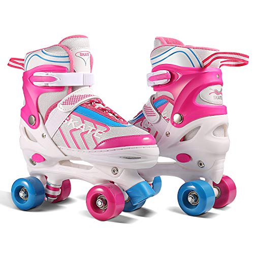 Hikole Roller Skates for Kids, Adjustable Size PVC Wheel Triple Lock