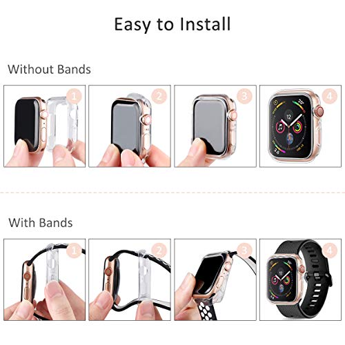 Goton Compatible iWatch Apple Watch Case 40mm Series 4, [ 2 Color Packs ] Soft TPU Shockproof Case Cover Bumper Protector (Clear + Clear, 40mm) - Thumbnail 7