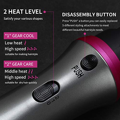 Hair Dryer Brush,ASOGO 5 In 1 Hot Air Brush Multifunctional One Step Hair Styler&Volumizer for Drying&Straightening&Curling&Styling Salon Negative Ion Hair Comb Blow Dryer Brush(Grey 110V US outlet)