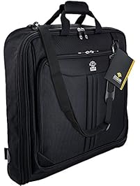 ZEGUR 40-Inch 3 Suit Carry On Garment Bag for Travel or Business Trips - Features an Adjustable Shoulder Strap and Multiple Organization Pockets - Black
