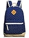 Backpack for girls, Cute Polka Dot School Backpack Kids Book Bag Laptop Daypack Haversack by Leaper (Dark Blue)