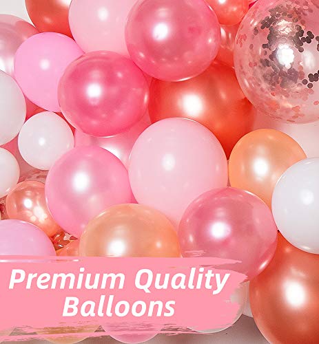 Bloonsy Balloon Garland Kit | Pink Balloons Arch Kit | 120 Pack | Rose Gold Confetti White Pastel Blush Pink Balloons | Baby Shower Bridal Girls Birthday Party Decorations Supplies Decorating Strip - Thumbnail 4