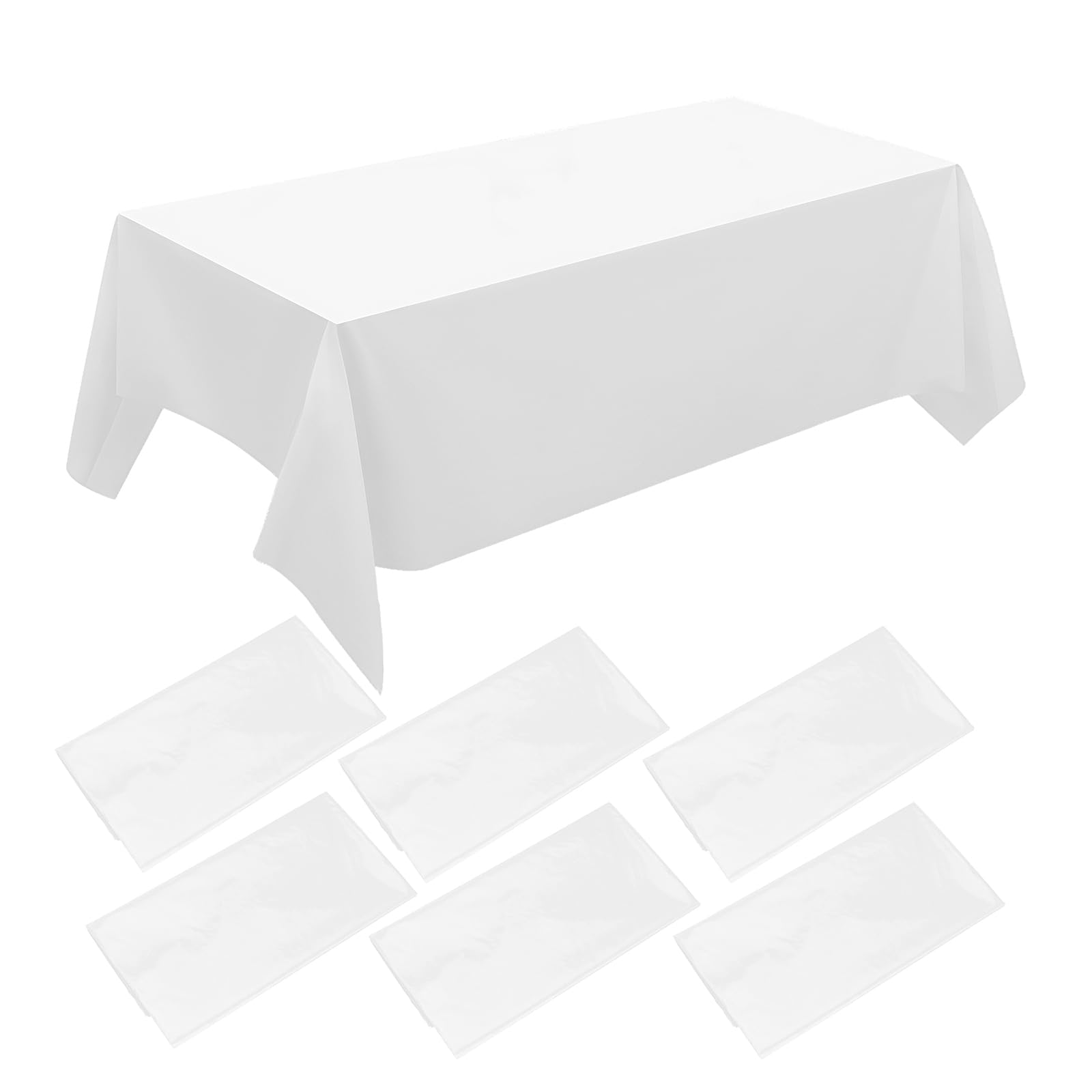 ZeriTlolen 6 Packs White Table Cloth Party | 54x108 inch | White Plastic TableCover Party | Plastic Tablecloth | Party Disposable TableClothes for Partie